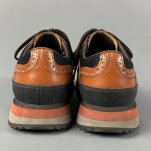 PRADA Size 7.5 Black Tan Mesh Lace Up Sneakers - Picture 5 of 8